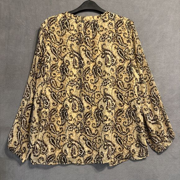 NWT Chico's Paisley Leopard Blouse Popover Top Size 2 (L) Brown Office Career - Picture 4 of 10